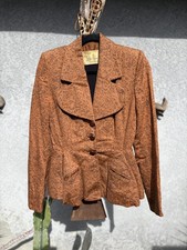 1950s 60s Mod Art Pattern Wool Atomic Lilli Ann Suit Size M RARE Velvet