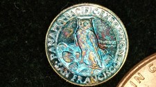 MINIATURE COIN 1915 50 DOLLAR PANAMA PACIFIC RD GOLD PLATE over STERLING SILVER