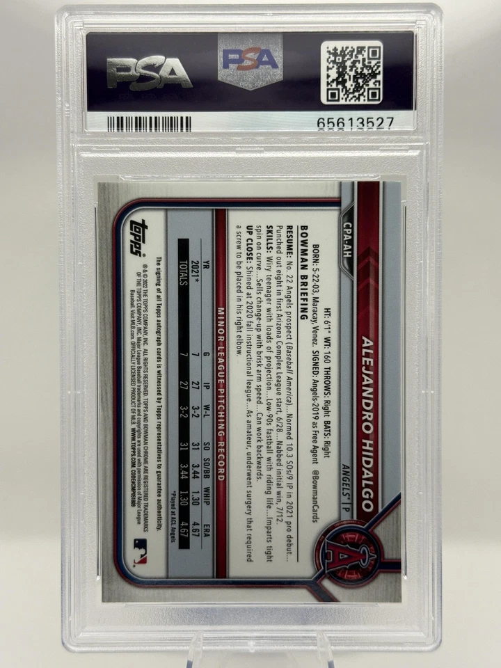 2022 Bowman #CPA-AH Alejandro Hidalgo Chrome Auto Green Refractors PSA 9 #/99 - Image 2 of 2