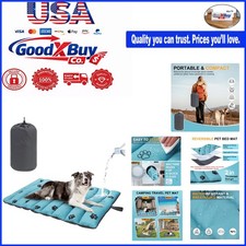 Waterproof Outdoor Dog Bed 26x43 Reversible, Portable, Machine Washable, Blue