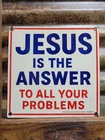 VINTAGE JESUS PORCELAIN SIGN OLD BAPTIST CHURCH RELIGIOUS BIBLE BEAUMONT TX GOD