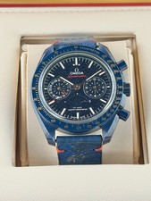 Omega Speedmaster "Blue Side Of The Moon" Aventurine Blue Dial on Leather Strap