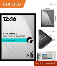 12x16 Black Picture Frame Polished Plexiglass Wall Display Modern Decor