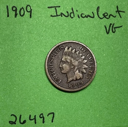 1909 Indian Head Cent / Penny 1c Vg Very Good