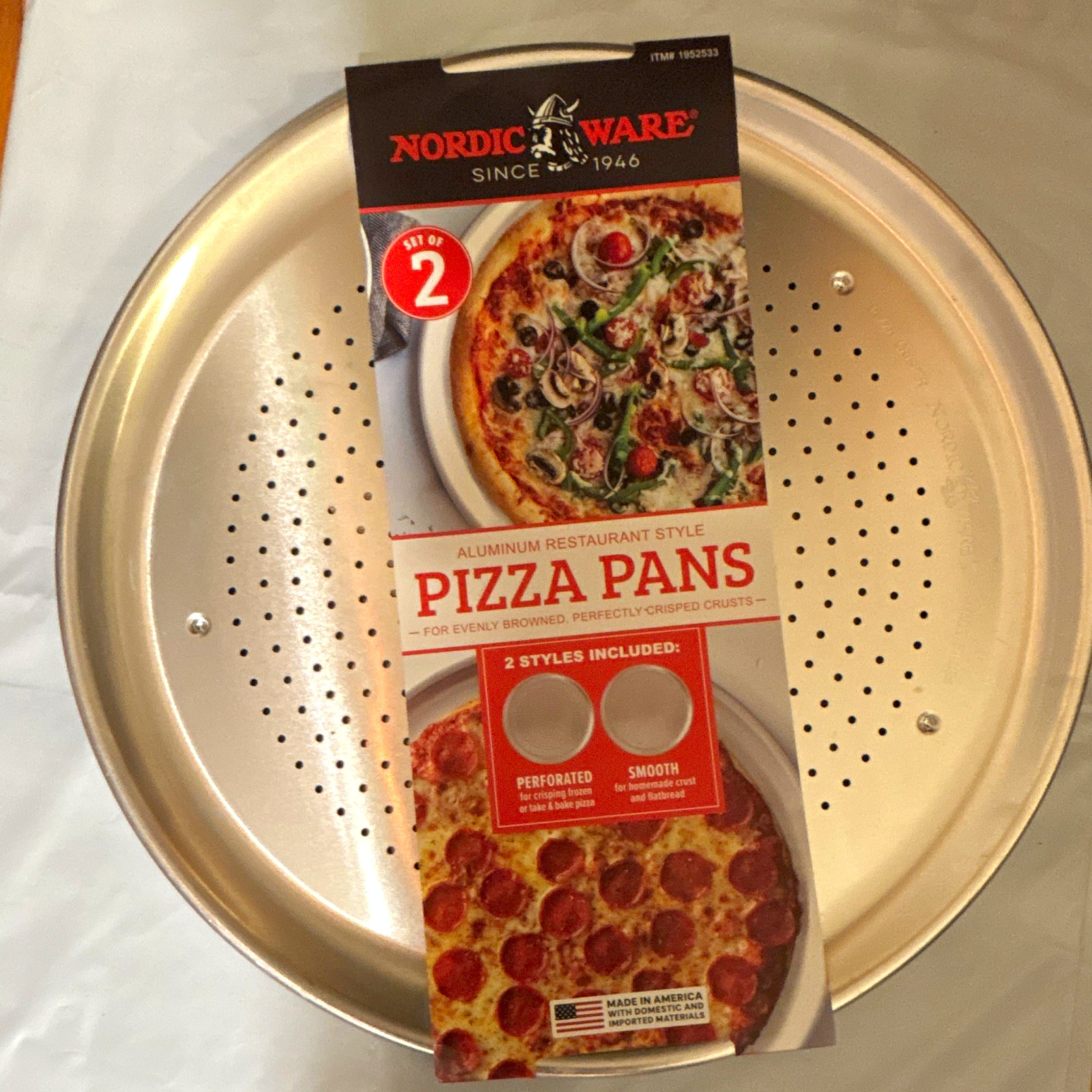 Nordic Ware Aluminum Restaurant Style Perforated Pizza Pans Set of 2 16 in
