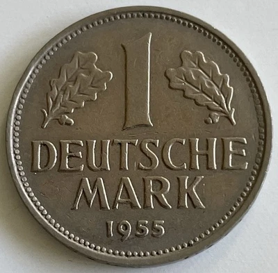 BRD Germany 1 DM Deutsche Mark 1955 J f. stgl AU - Bild 1 von 2
