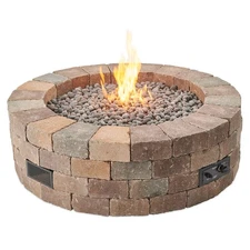 Outdoor GreatRoom DIY Round Paver Fire Pit Kit, Spk Ign, LP/NG, No Top, 51.25in.
