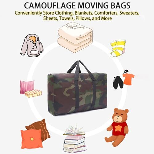 4 Packs Camouflage Extra Large Moving Bags, 125L Heavy Duty Storage Bags, - Picture 7 of 8