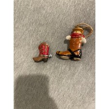 2 Cowboy Boots Christmas Ornaments