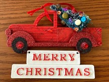 Red Truck and Christmas Tree Merry Christmas Christmas Ornament New