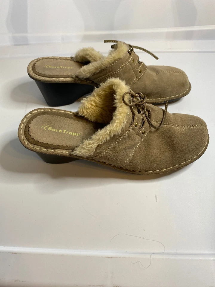 Zuecos de piel sintética de cuero negro sin cordones Bare Traps Ellina para mujer talla 6 Foto 3 de 4