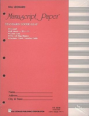 Standard Loose Leaf Manuscript Paper (Pink Cover)