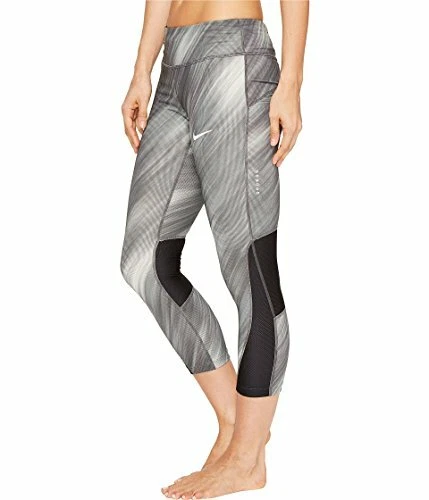 Nike Women's Power Printed Cropped Running Leggings Black/White Sz