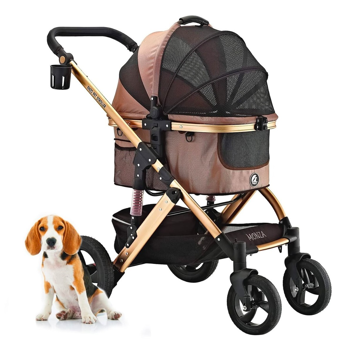 ENZO Monza Luxury 3-in-1 Dog Stroller+Pet Carrier+Pet Car Seat for S,M Pets  45LB