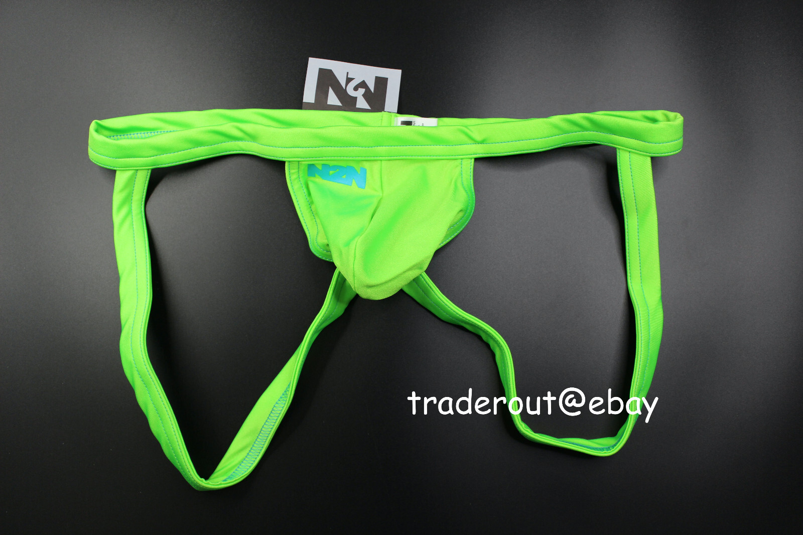 N2N Bodywear Men neon Green swim jock strap jockstraps swimwear size XL
