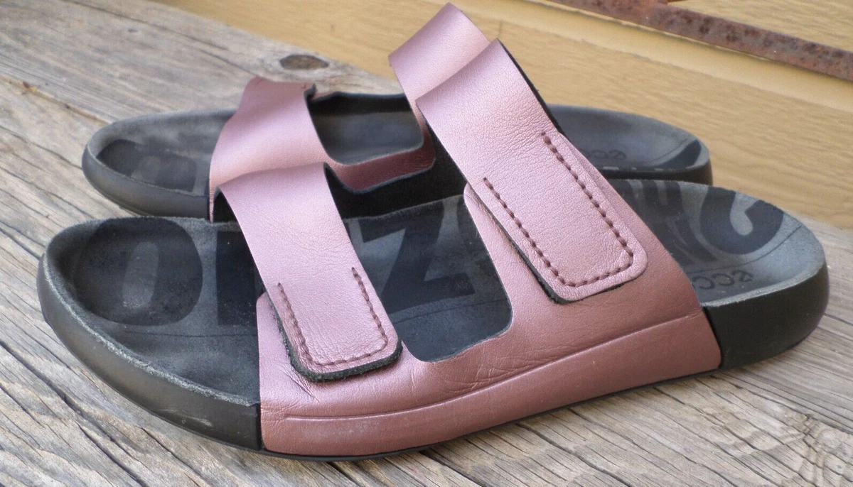 ECCO 2ND Cozmo Bronze Two Band Slide Sandals Women s 10 10.5 eur 41