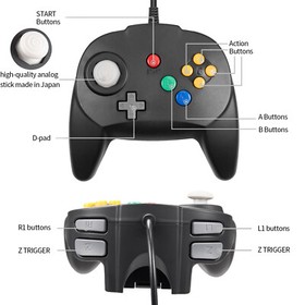 Wired N64 Controller Compatible With Nintendo 64 N64 Joystick Video Game Console