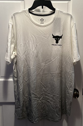 New! Mens Under Armour Project Rock Fade Short Sleeve Shirt Ivory XL 1378906-130 - 第 1/8 張圖片