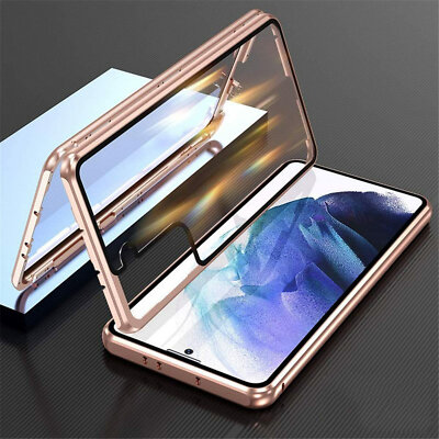 Full Protect Metal Magnetic Double Sided Glass Case Fr Samsung S23 Ultra S22 A53