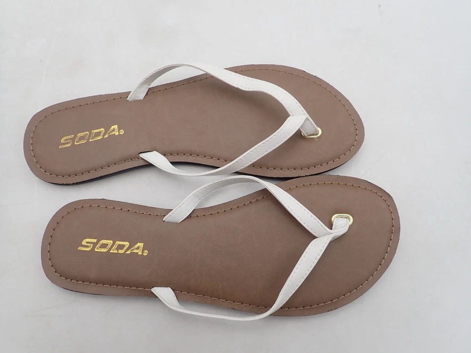 Zapatos Soda Mujer Chanclas Sandalias Correa Playa Tanga FELER Blanco Talla 7.5 Foto 2 de 4
