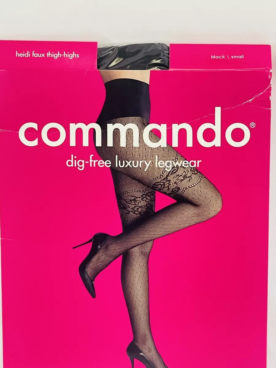 Brand New Women's Small Black Commando Heidi Faux Thigh High Tights