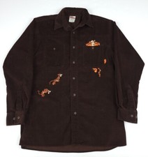 Vintage 90s Disney Tigger Winnie Pooh Brown Corduroy Shirt Rare Vtg Cartoon USA