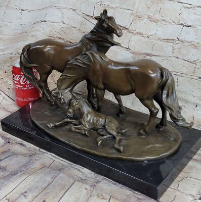 BRONZE CLASSIC SCULPTURE 3 HORSES FAMILY MARE amp; MALE amp; FOAL