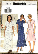 2002 Butterick Pattern #3376 Ladies Top Skirt Size 14-18