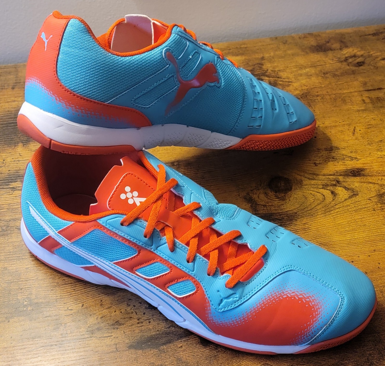 SAOLA Scarpa da calcio PUMA uomo Nevoa Lite arancione fluorescente bianco 14M