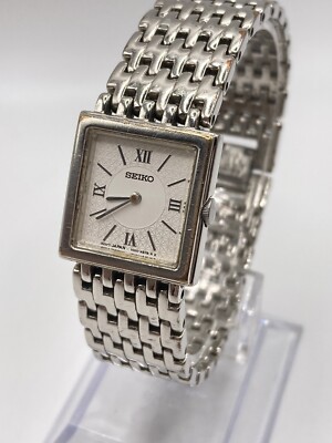 Seiko Silver Tone Stainless Steel Ladies Square Tank Style Watch