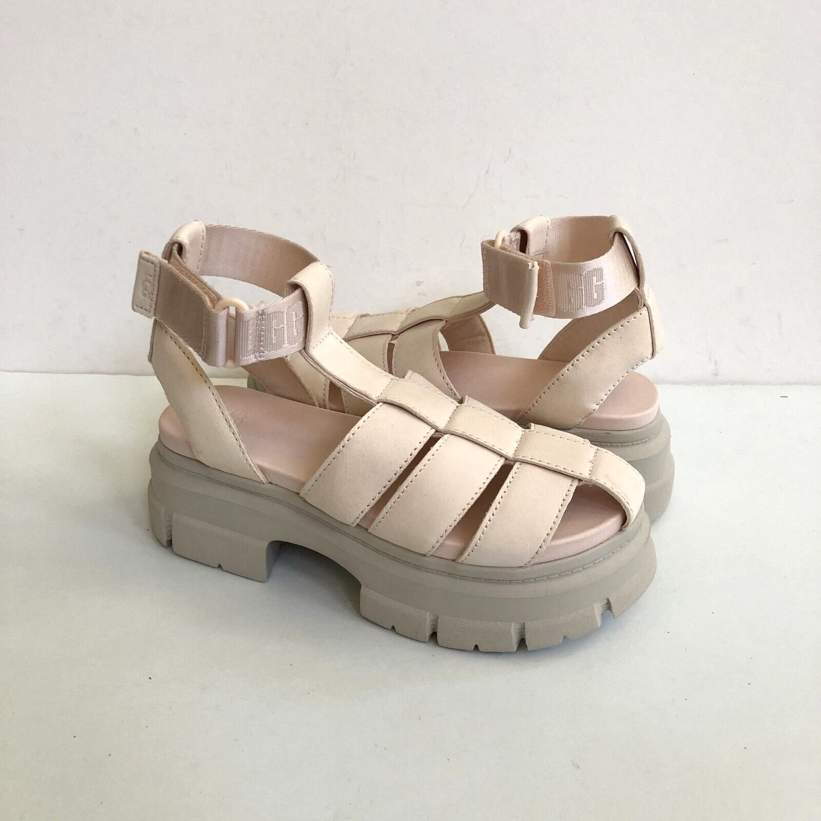 SANDALI UGG ASHTON CINTURINO ROSIE BEIGE PLATEAU GROSSO US 7.5 EU 38.5 UK 5.5