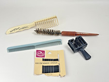 Vintage Lot Of 5 Hair Plastic Combs Roll Brush Goody Pins Misc. Brands USA