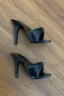 Vintage Barbie Black Open Toe Heels Shoes Mules Japan