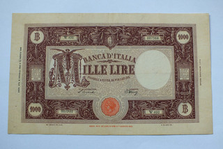 repepubblica.sociale luogotenenza BANCONOTA 1000 LIRE GRANDE "M"(B.I.) 1946 rara