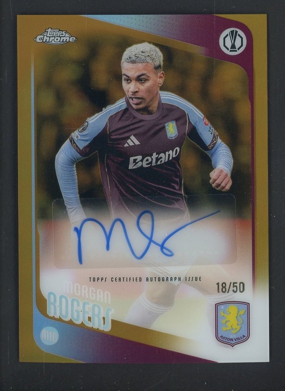 2025 Topps Chrome Uefa Ucc Morgan Rogers Auto Gold 18/50