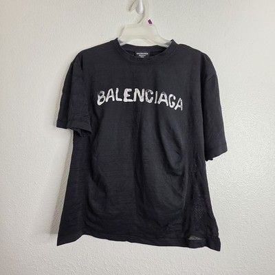 Balenciaga Wardrobe Unisex Black Logo T-Shirt Made in Portugal