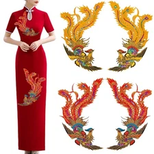 1 Pair Phoenix Embroidery Garment Patch DIY Accessories Ironing Sewing Applique