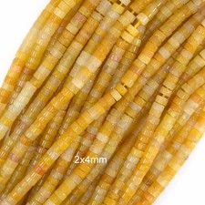 2x4mm natural yellow jade heishi disc beads 15.5" strand 4mm