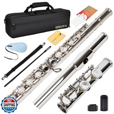 Professional Silver Plated C Flute for Beginners and All Levels,