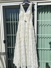 White A-Line Sleeveless V Neck Lace Wedding Dress with Embellished Waist