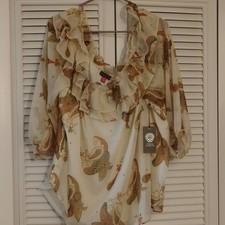Vince Camuto Women Plus 3X Ivory Paisley Chif...