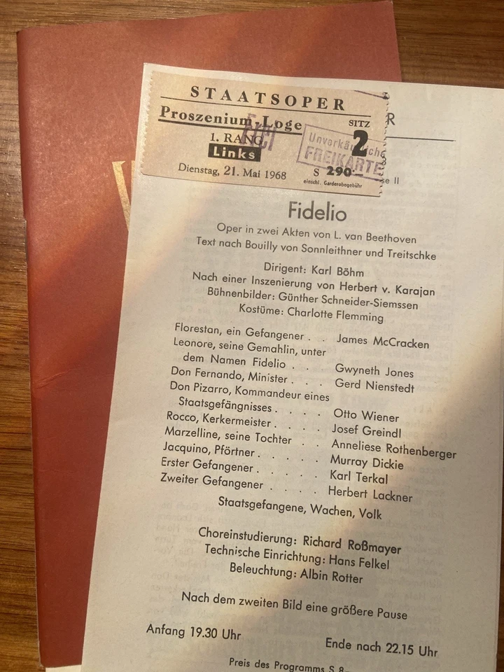 5 Opera Programs KARL BÖHM Vienna State Opera 1965-1968 - Bild 2 von 4