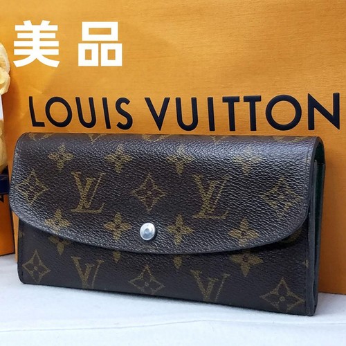 Louis Vuitton Monogram Emilie Long Wallet Green Leather Pre-owned From Japan