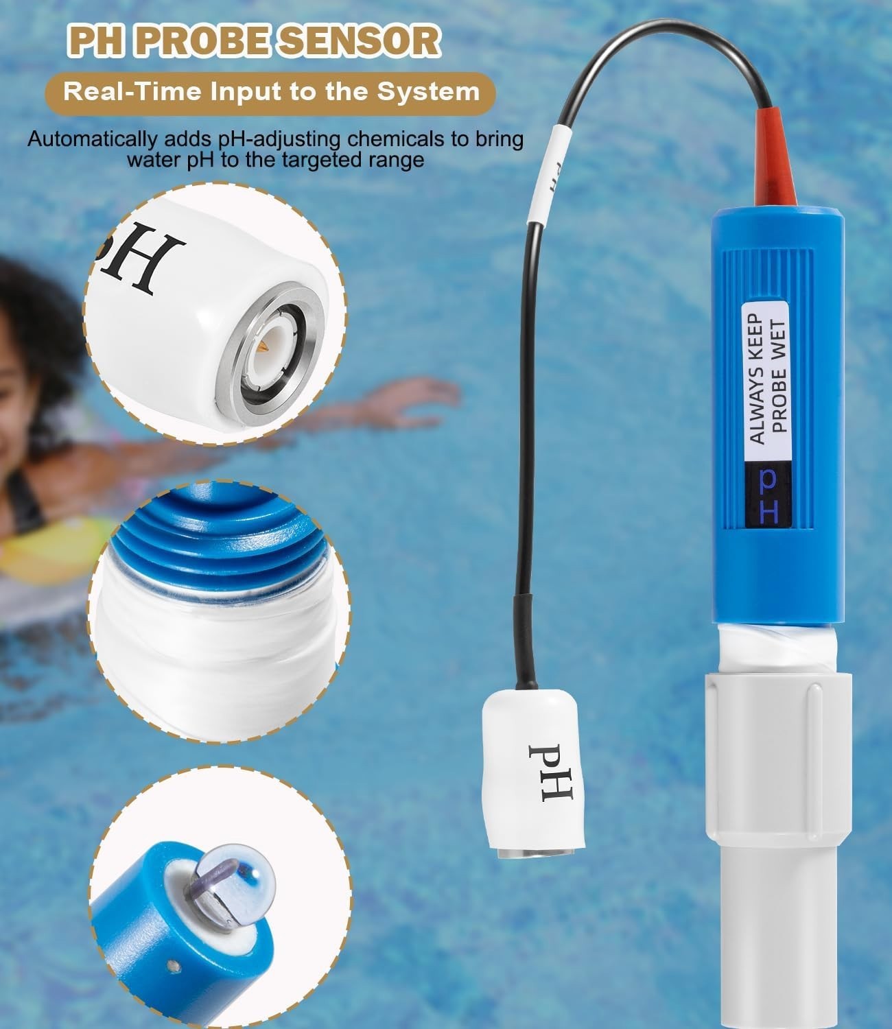 Replacement For Hayward Sense and Dispense PH Probe GLX-Probe-PH