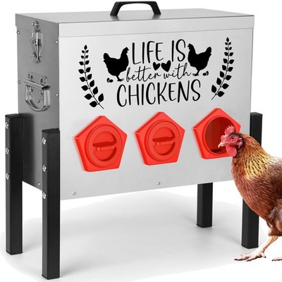 30 lb Large Capacity Automatic Chicken Feed Box with 6 Upgraded House-Shaped ...