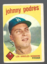 1959 Topps #495 Johnny Podres Los Angeles Dodgers (VINTAGE *VG)