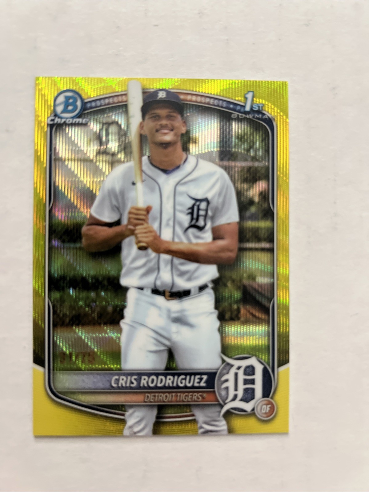 2025 Bowman Chrome Cris Rodriguez BCP-250 1st Bowman Yellow Wave Refractor /75