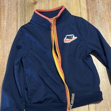 Nike Activewear Jacket  Pants Set Navy Blue Orange Logo Print 2T 3T