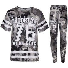 Kids Crop Top Legging Set Active Wear Girls 5-13 Years