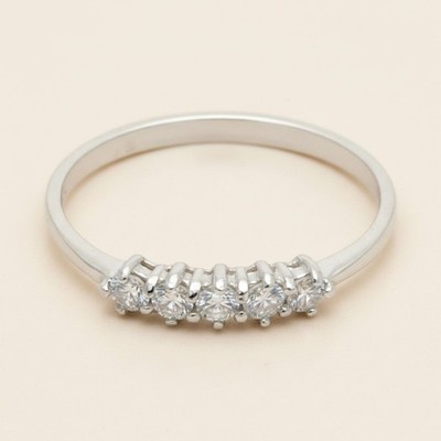 Genuine Sterling Silver Ring Hallmarked Solid 925 With 5 Cubic Zirconia Handmade